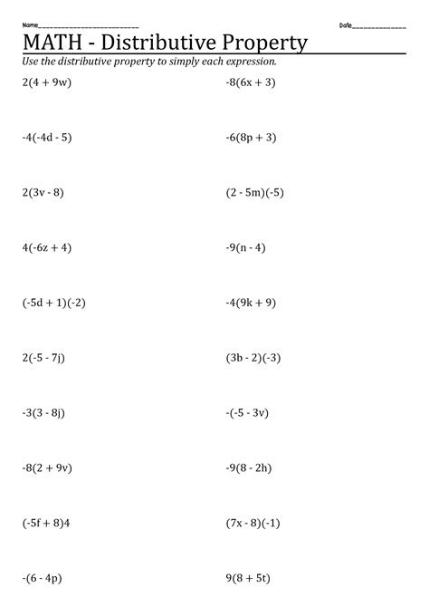 distributive property worksheets